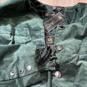 Diane Freis Forest Green Button Front Blouse(XL)& Collarless tailored Jacket(L)